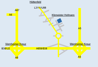 Beim Anklicken der unterstrichenen Ortsnamen �ffnet sich eine Wegbeschreibung
